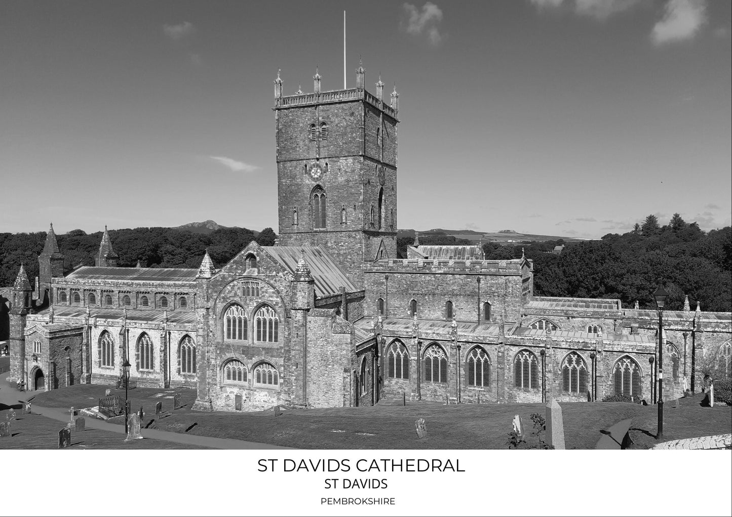 St David's Cathedral Print: Pembrokeshire Black and White Photography