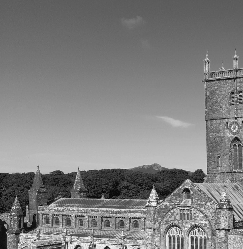 St David's Cathedral Print: Pembrokeshire Black and White Photography