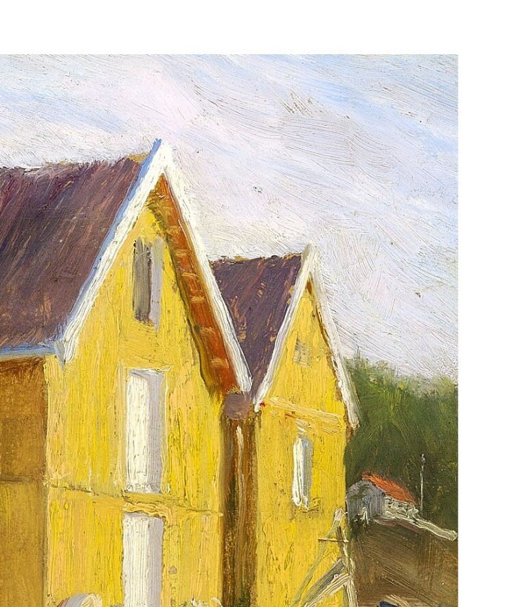 Norway Yellow Houses Print: Paul Fischer Painting, Scandinavian Wall Art
