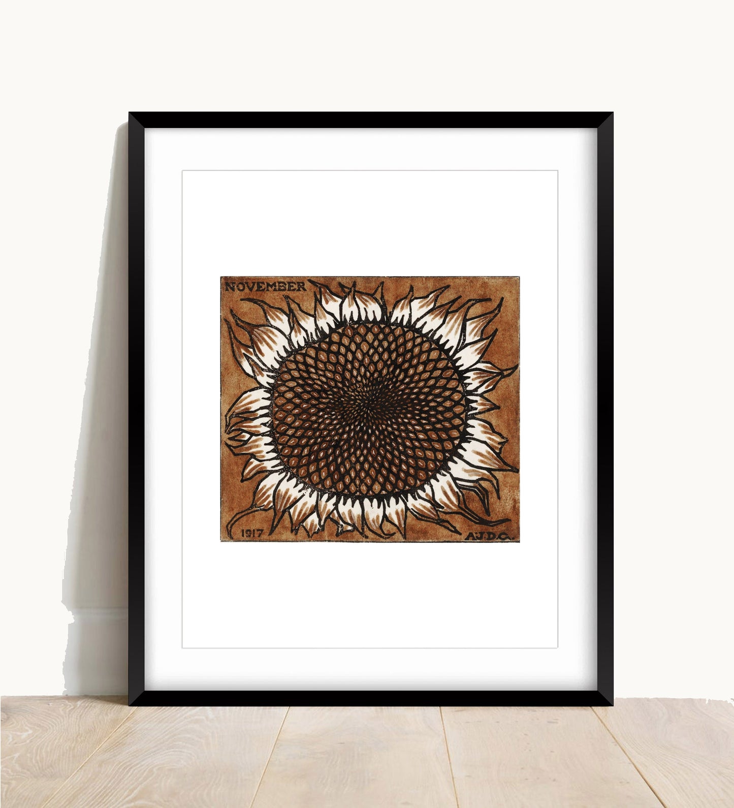 Julie de Graag Sunflower Print: Vintage Art Nouveau Botanical Poster