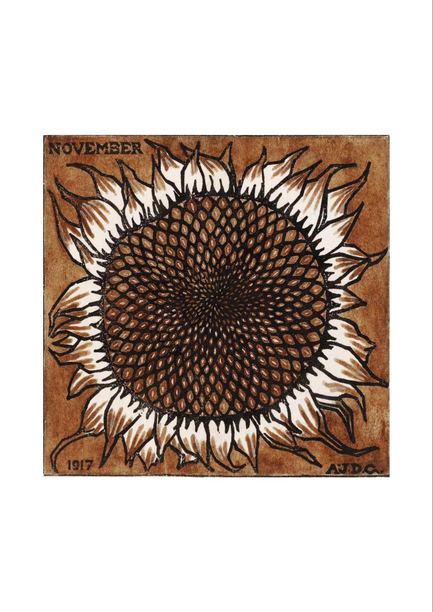 Julie de Graag Sunflower Print: Vintage Art Nouveau Botanical Poster