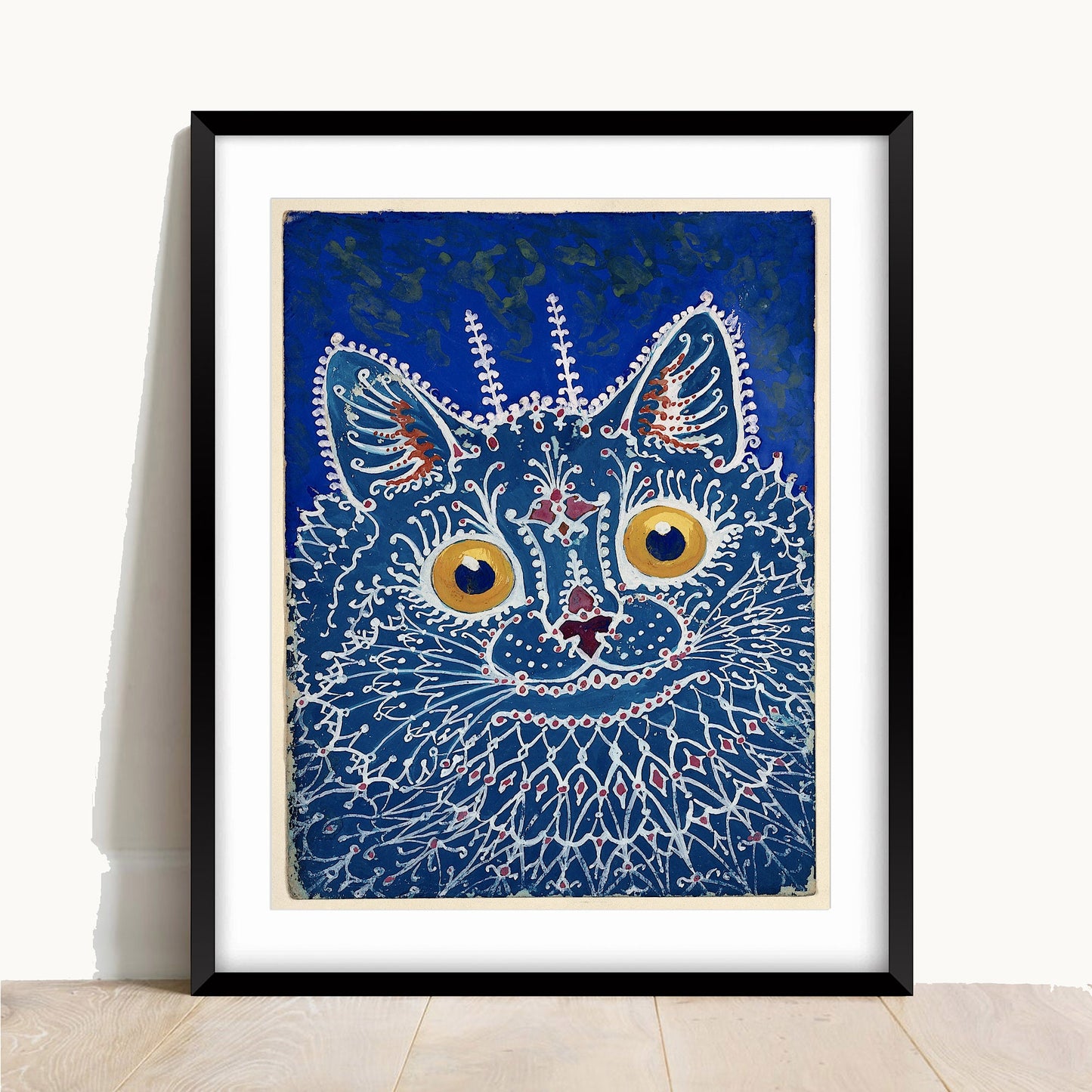 Louis Wain Cat Art Print: Vintage Gothic Feline Portrait