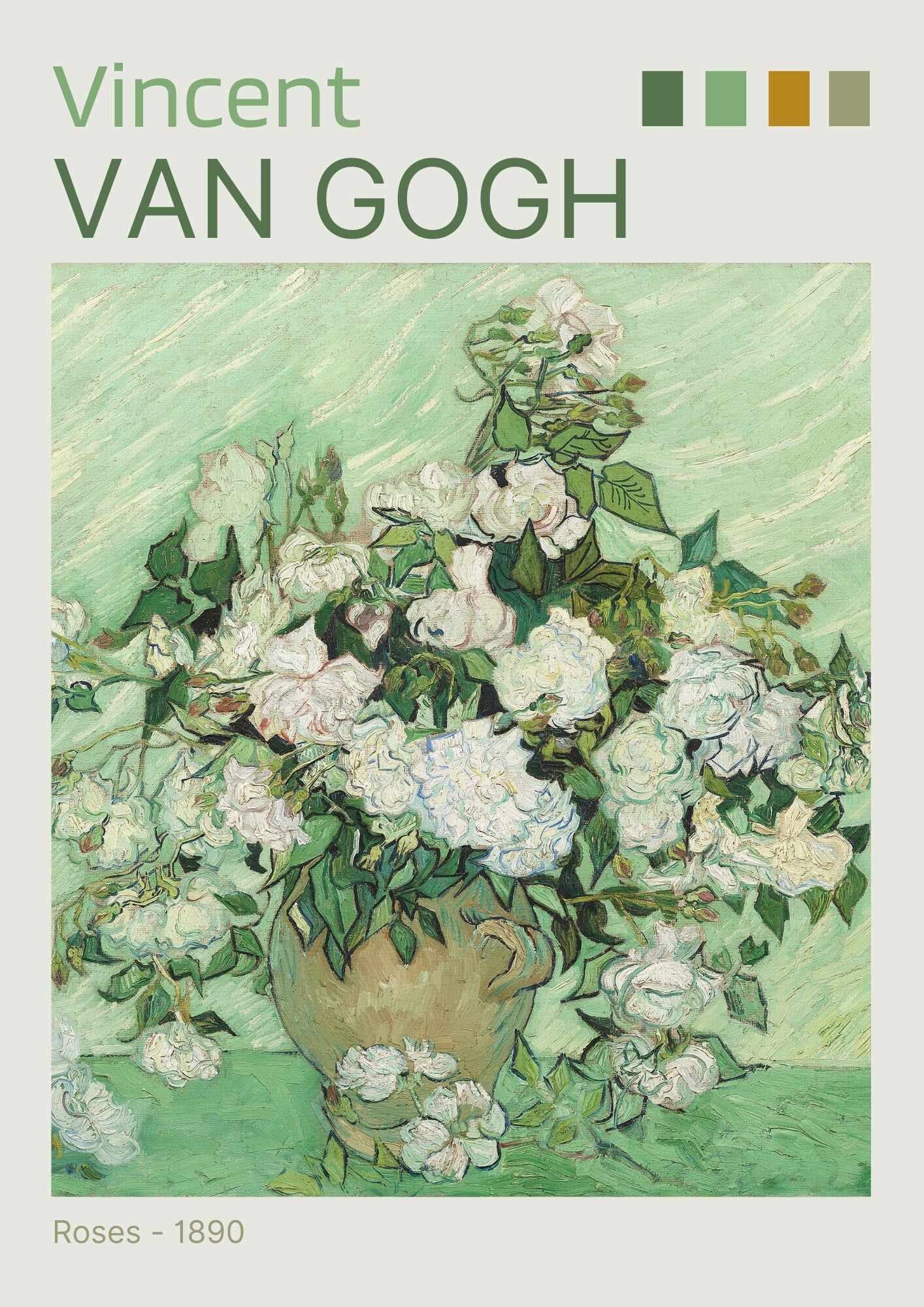 Van Gogh Roses Print: Fine Art Paper, A4/A3 Wall Decor