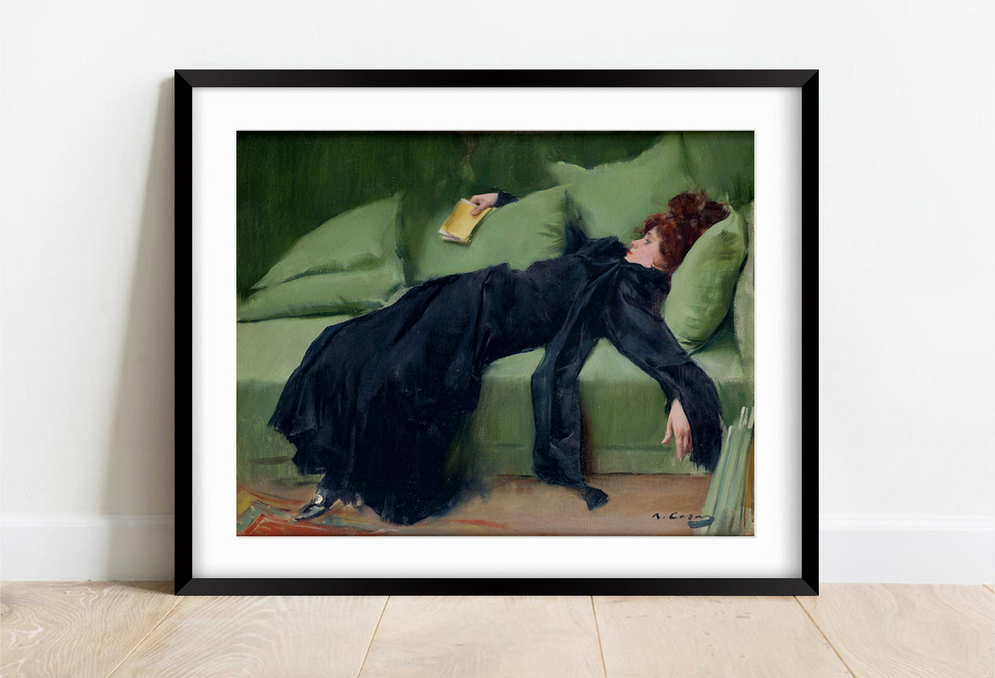 Ramon Casas Print: A Decadent Girl, Lady in Green, Vintage Wall Art