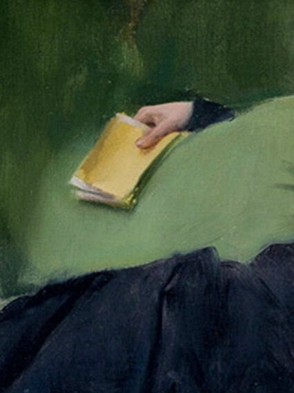 Ramon Casas Print: A Decadent Girl, Lady in Green, Vintage Wall Art