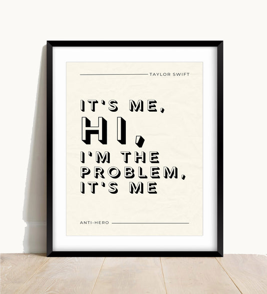 Taylor Swift, Anti-Hero Lyric Print