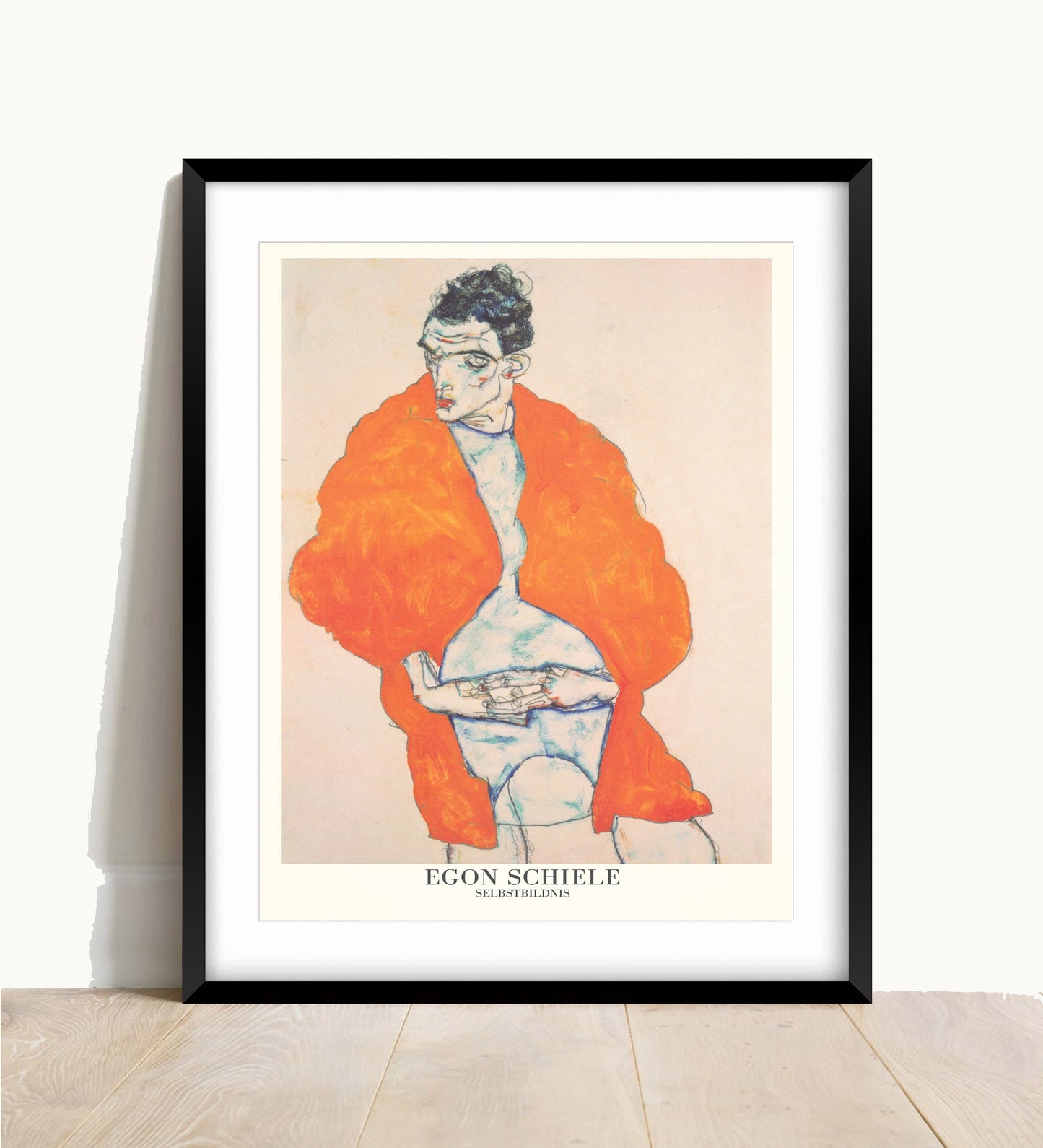 Egon Schiele Self Portrait Print: Orange Expressionism Art