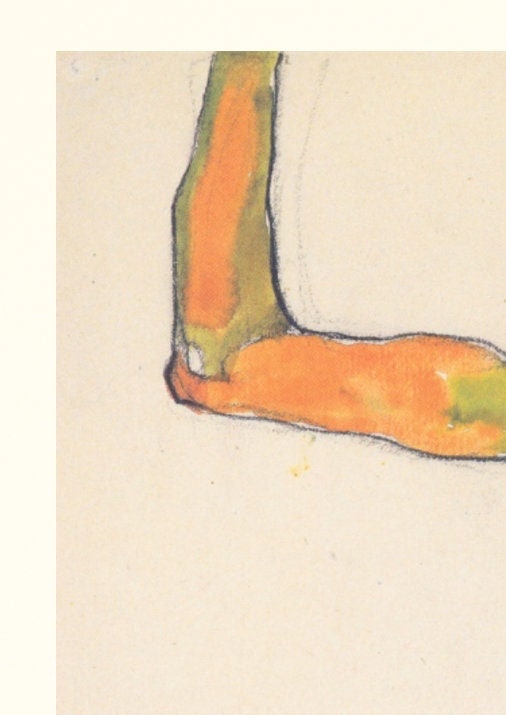 Egon Schiele Male Nude Print – Expressionism Vintage Wall Art