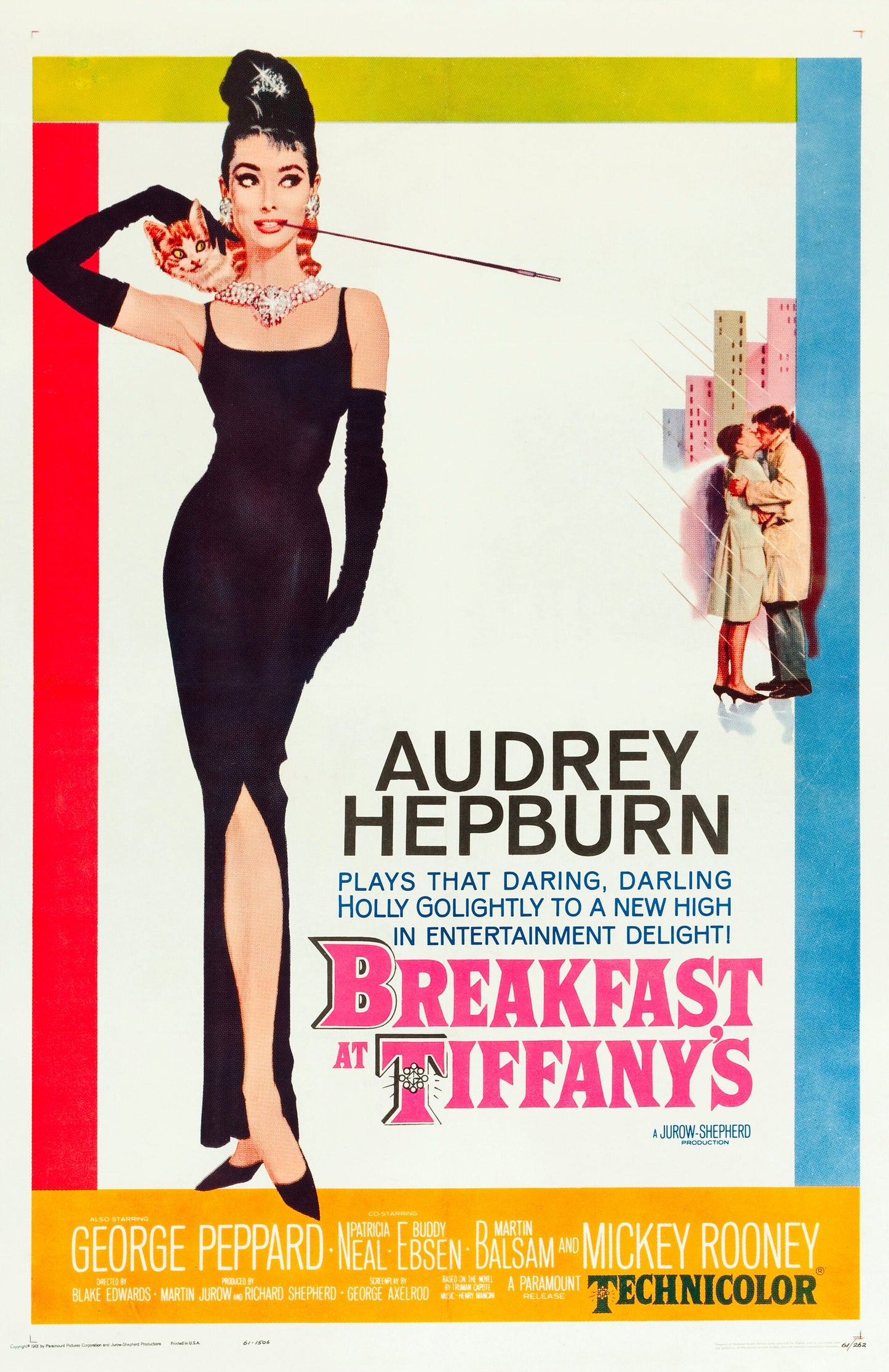 Breakfast at Tiffany's Movie Poster: Audrey Hepburn, Vintage Cinema Art