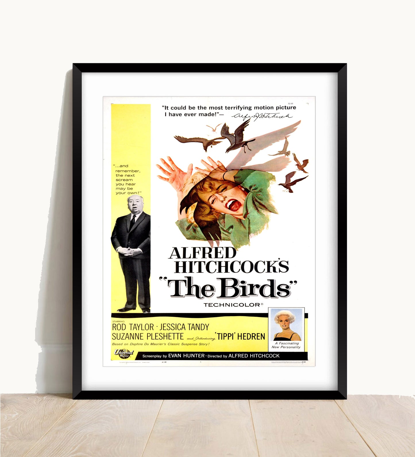 Alfred Hitchcock's 'The Birds' Movie Poster, Vintage Cinema Style