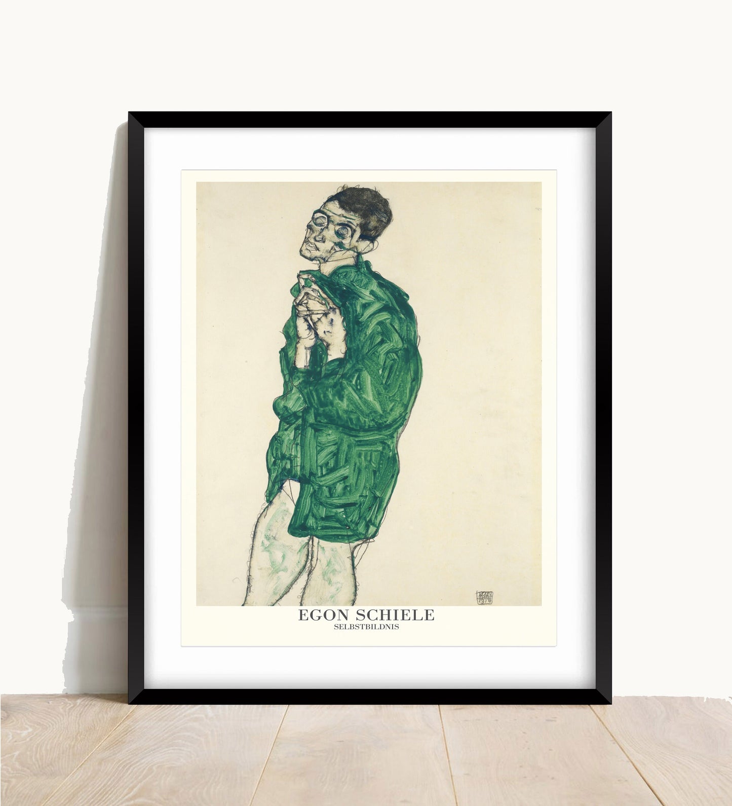Egon Schiele Self Portrait Print: Expressionism Green Wall Art