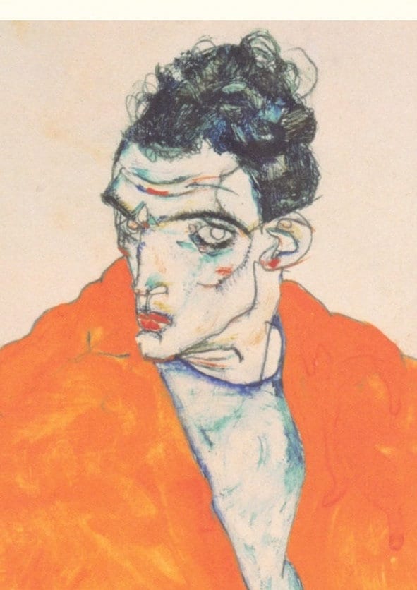 Egon Schiele Self Portrait Print: Orange Expressionism Art