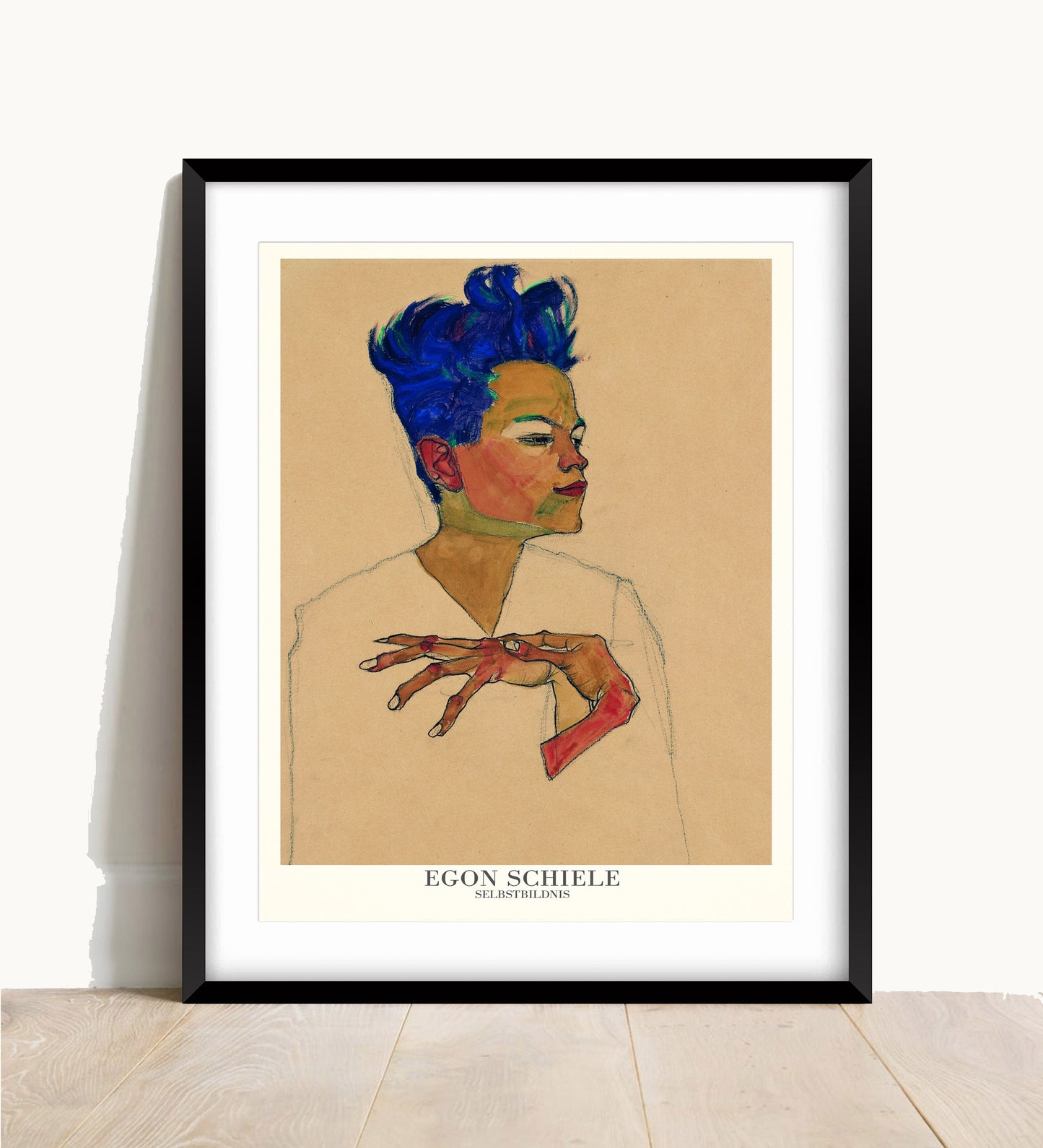 Egon Schiele Self Portrait Print: Expressionism Art, Blue Hair