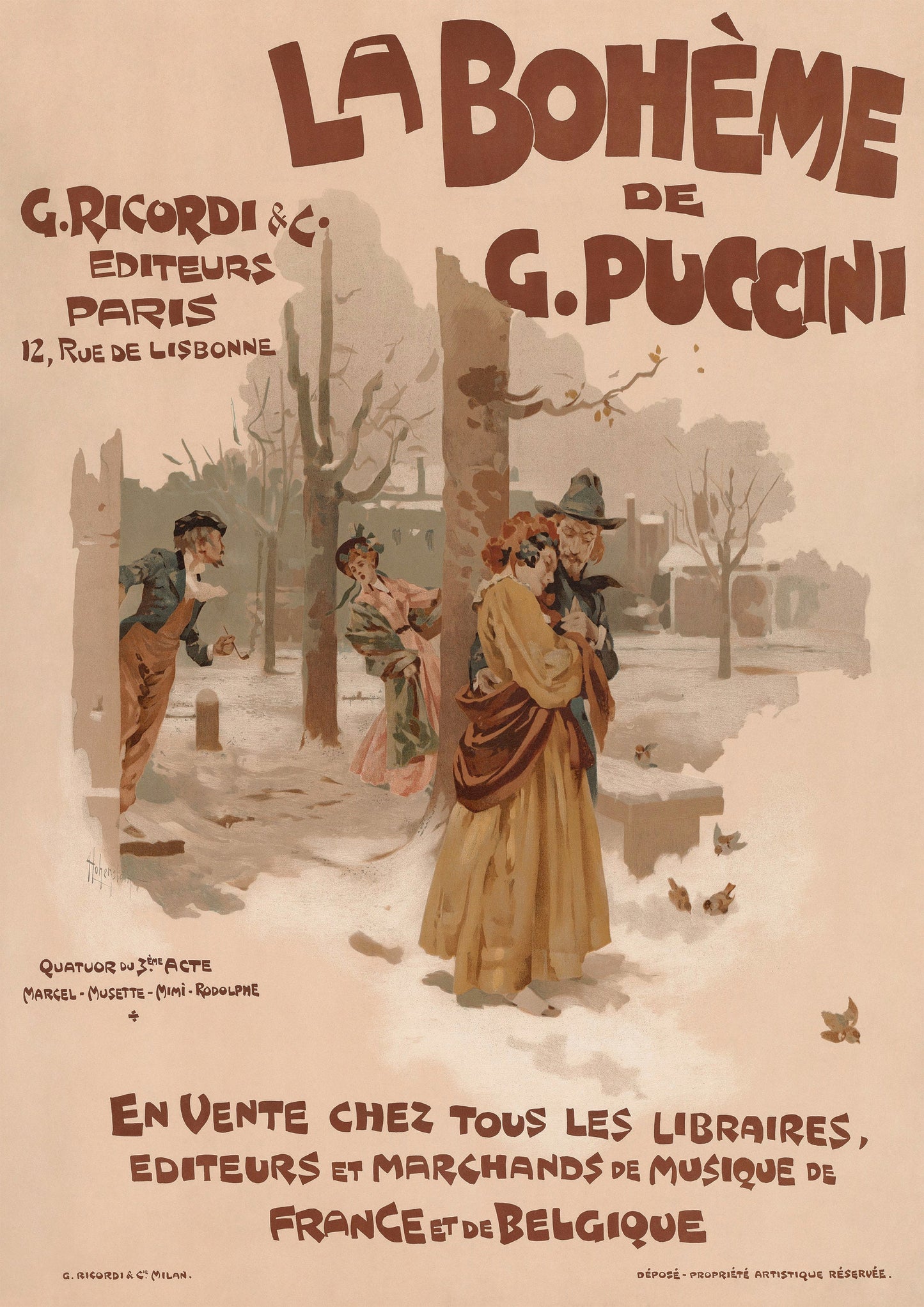 La Boheme Opera Vintage Poster: Puccini, French Art Print