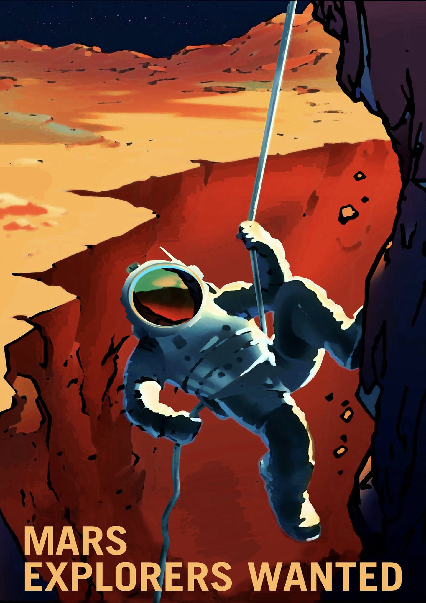 NASA Mars Explorers Wanted Poster: Vintage Space Art Print