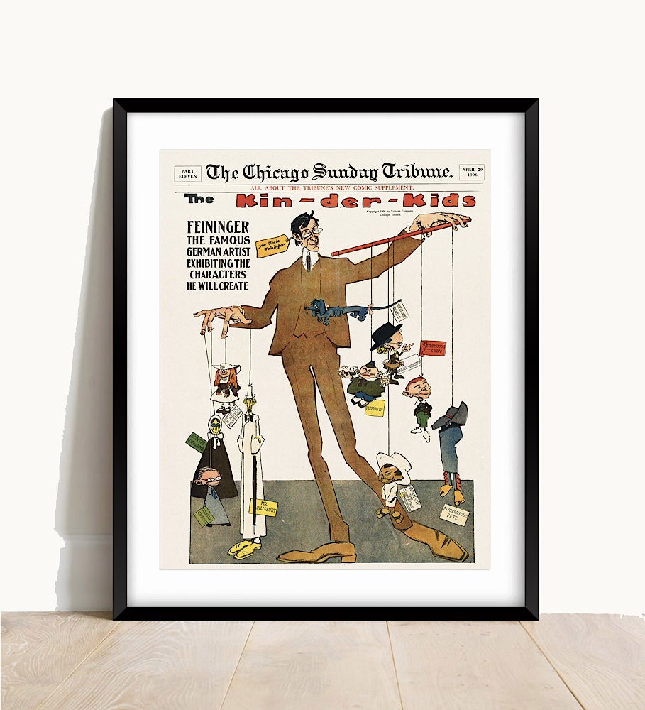 Lyonel Feininger 'Kin-der-Kids' Newspaper Print: German Artist