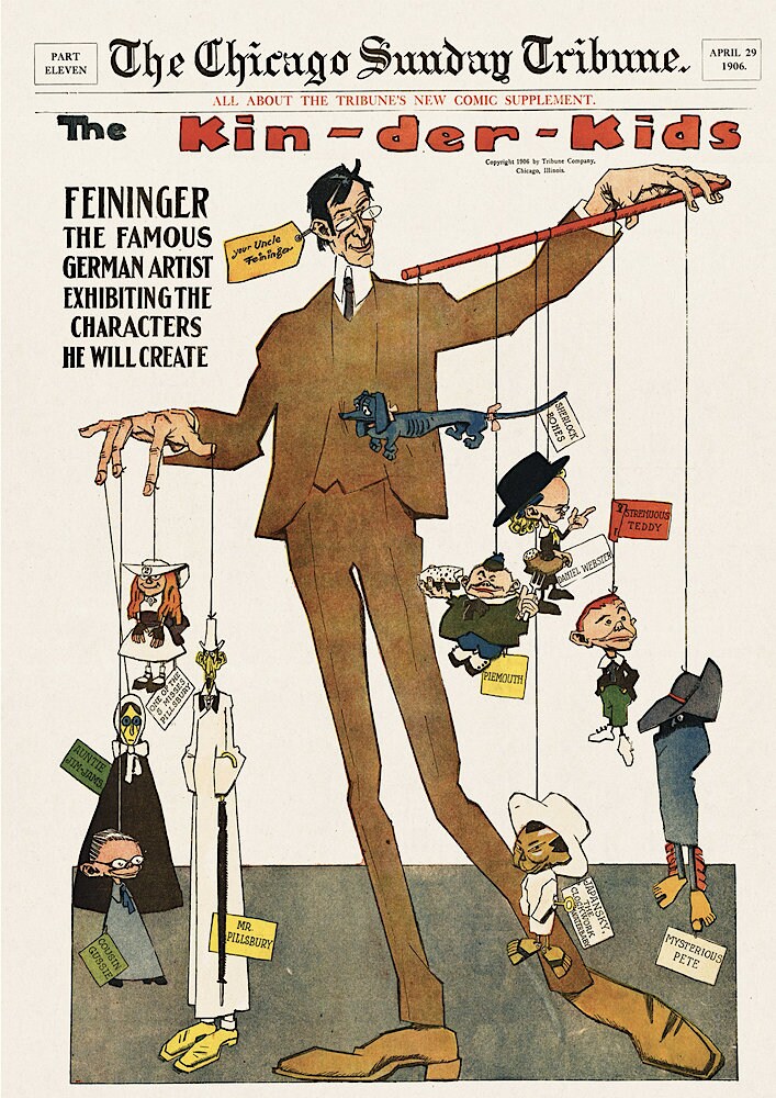 Lyonel Feininger 'Kin-der-Kids' Newspaper Print: German Artist