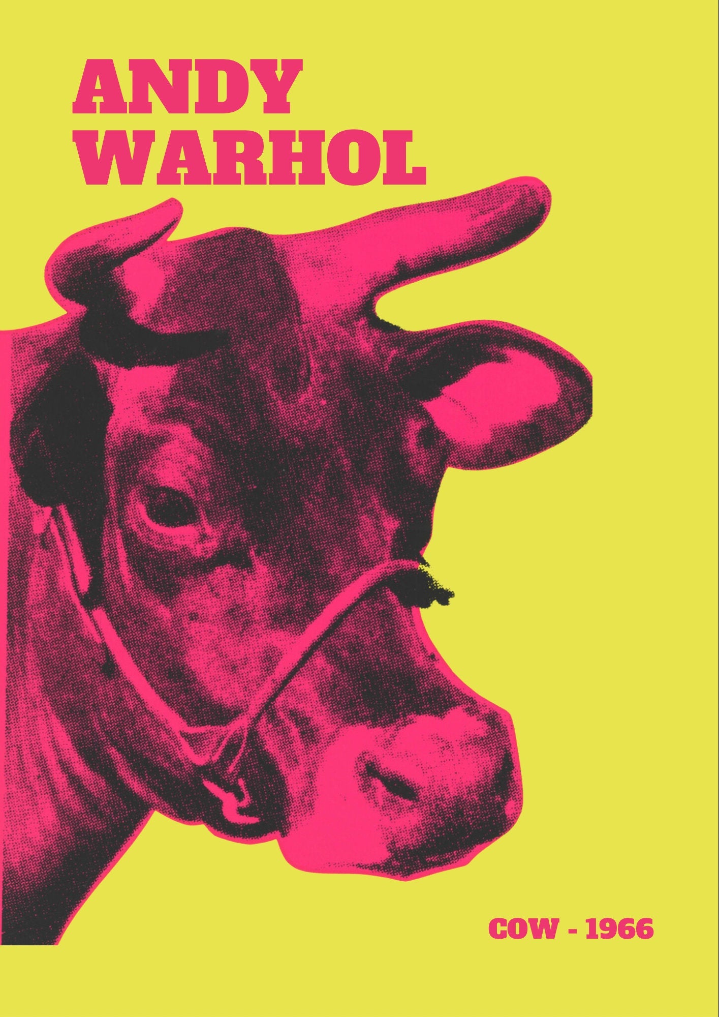 Andy Warhol Cow Print: Pink and Yellow Pop Art