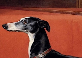 Vintage Greyhound Print: Edwin Henry Landseer, Black Dog Art
