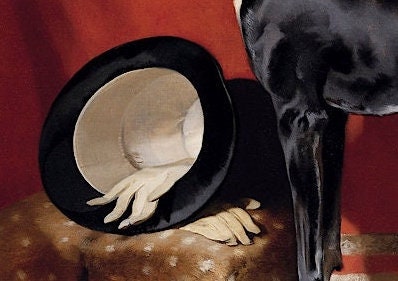 Vintage Greyhound Print: Edwin Henry Landseer, Black Dog Art