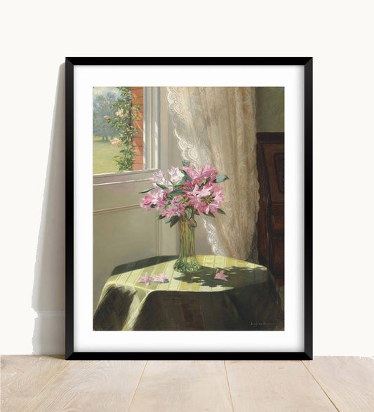 Jessica Hayllar, Rhododendrons by a Window Print