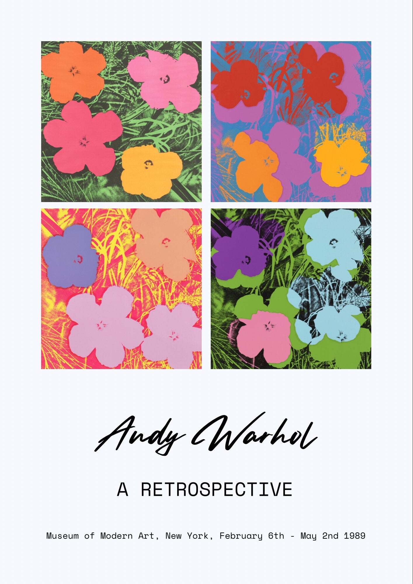 Andy Warhol Flowers Print: Pop Art Exhibition Poster