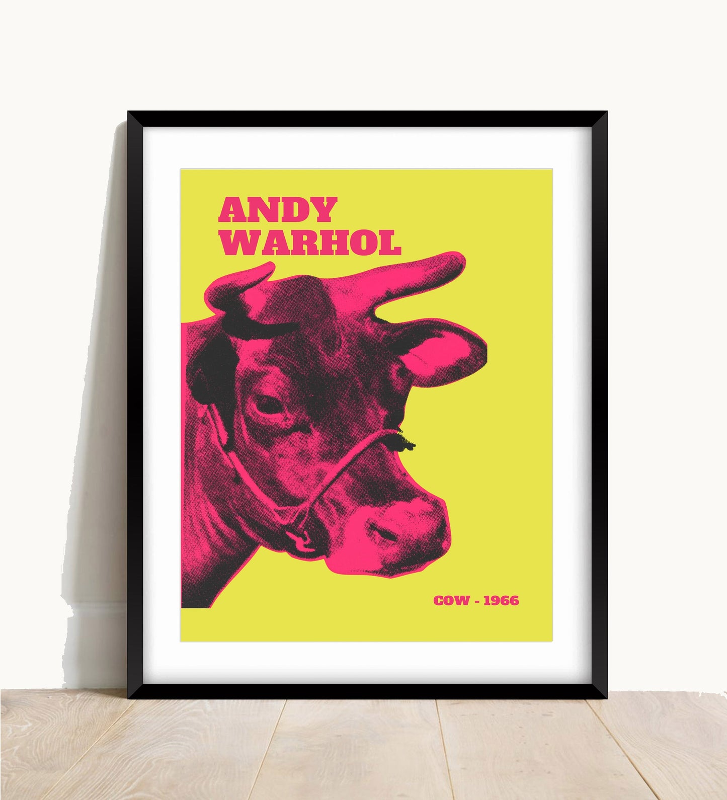 Andy Warhol Cow Print: Pink and Yellow Pop Art