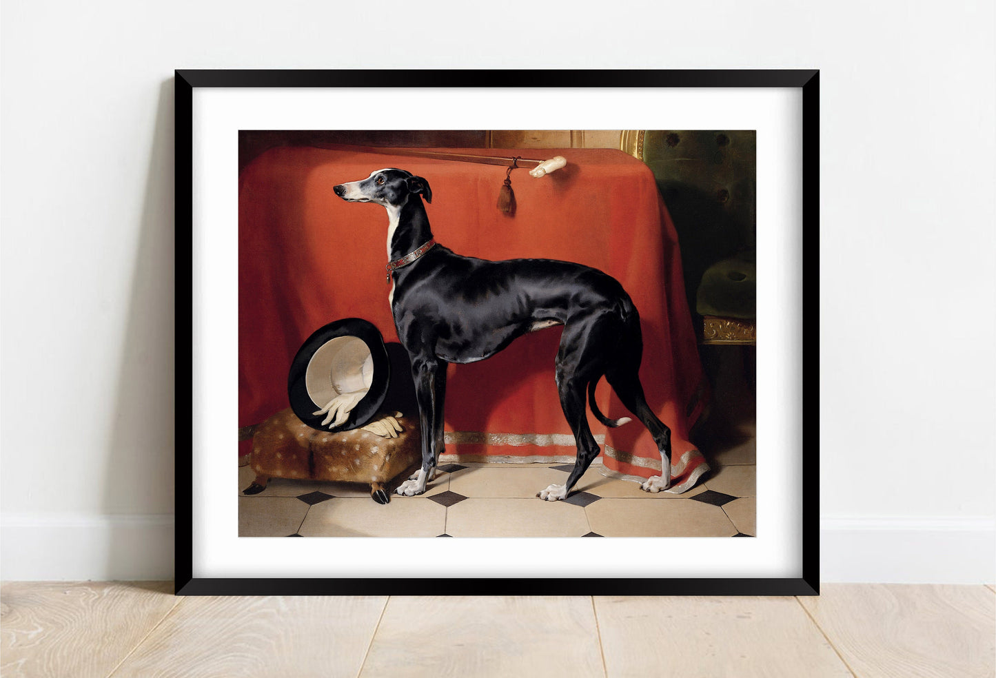 Vintage Greyhound Print: Edwin Henry Landseer, Black Dog Art