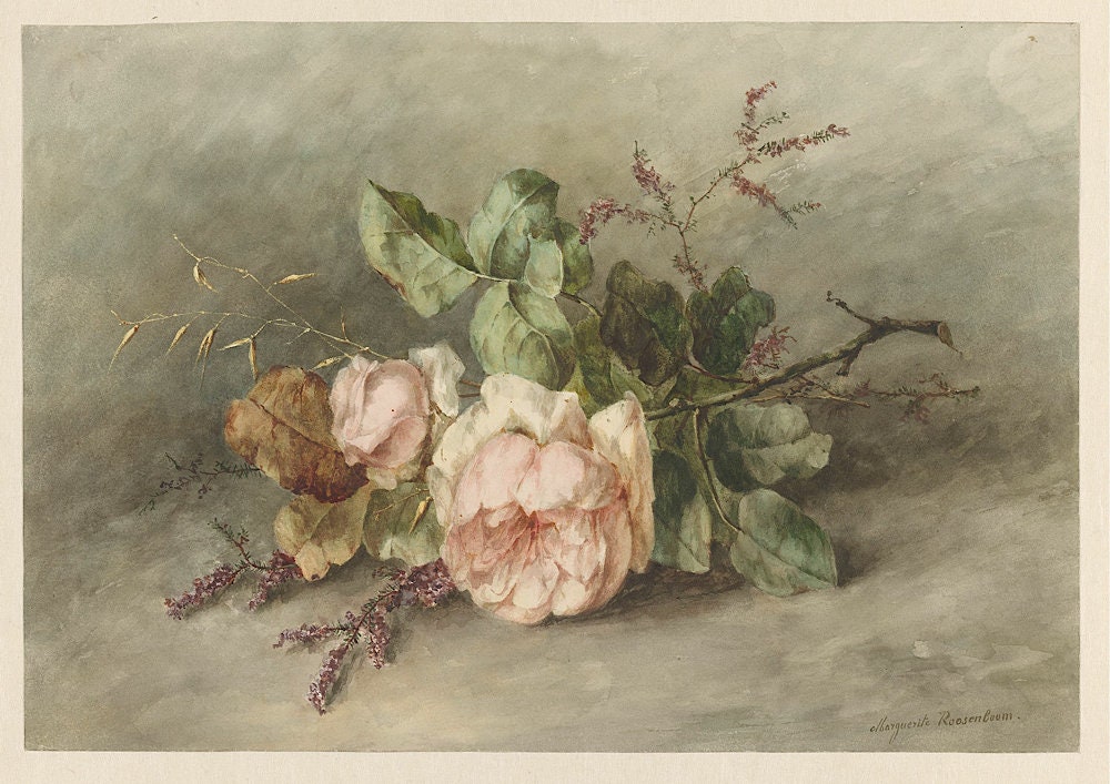 Vintage Rose Art Print by Margaretha Roosenboom