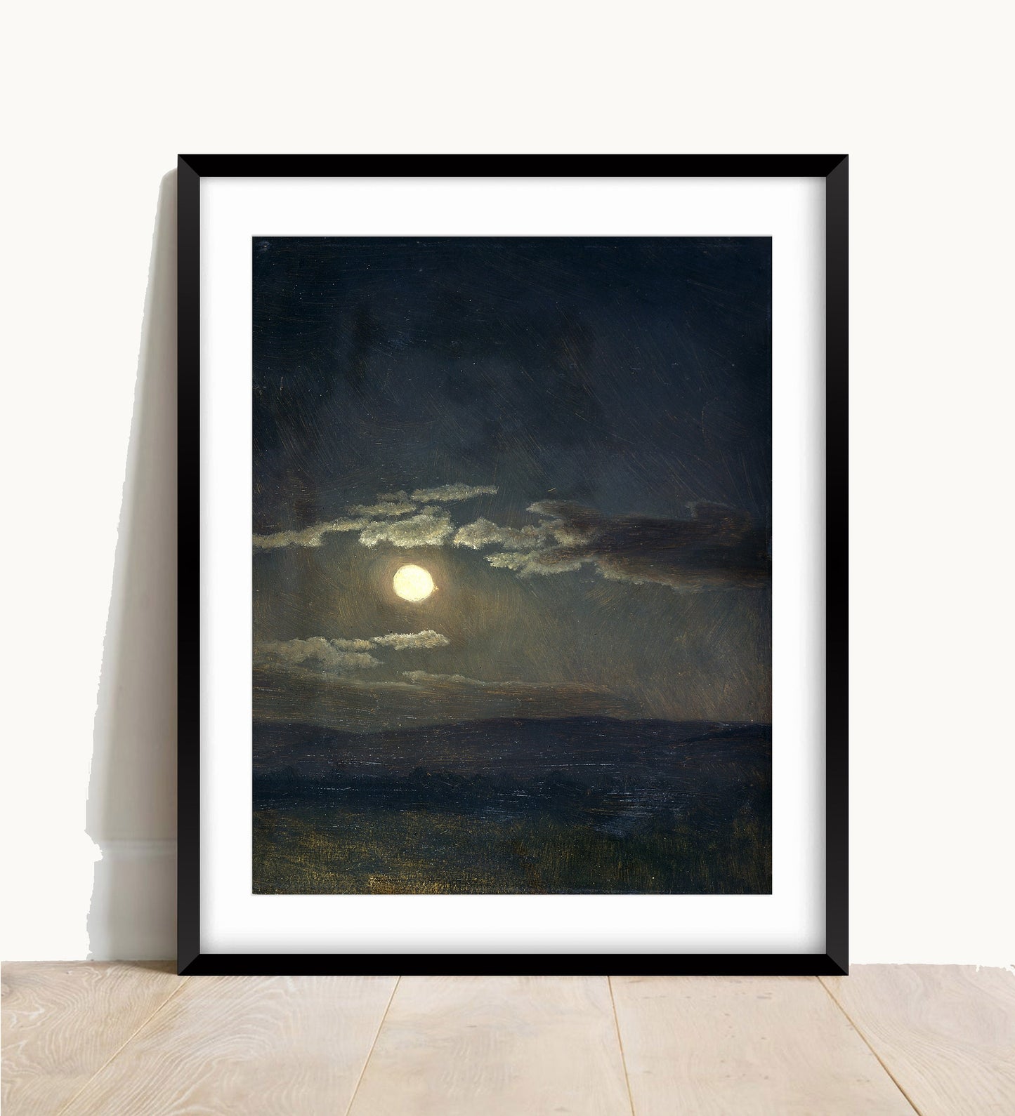 Albert Bierstadt Moonlight Print: Vintage Cloud Study, Sea Art
