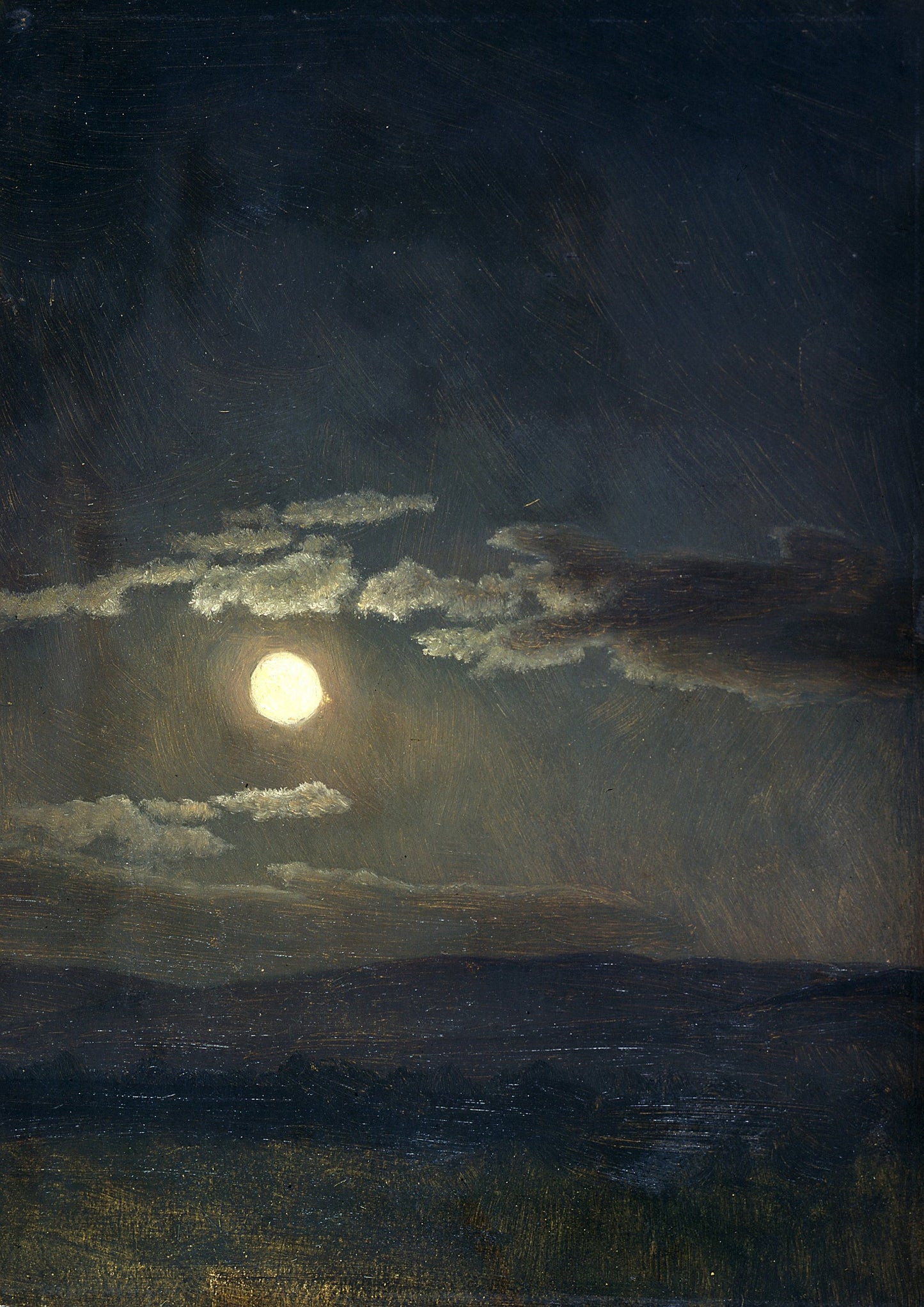 Albert Bierstadt Moonlight Print: Vintage Cloud Study, Sea Art