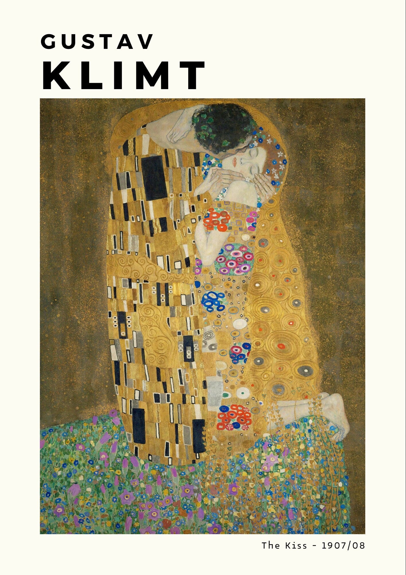 Gustav Klimt The Kiss Print: Art Nouveau Fine Art Paper Poster