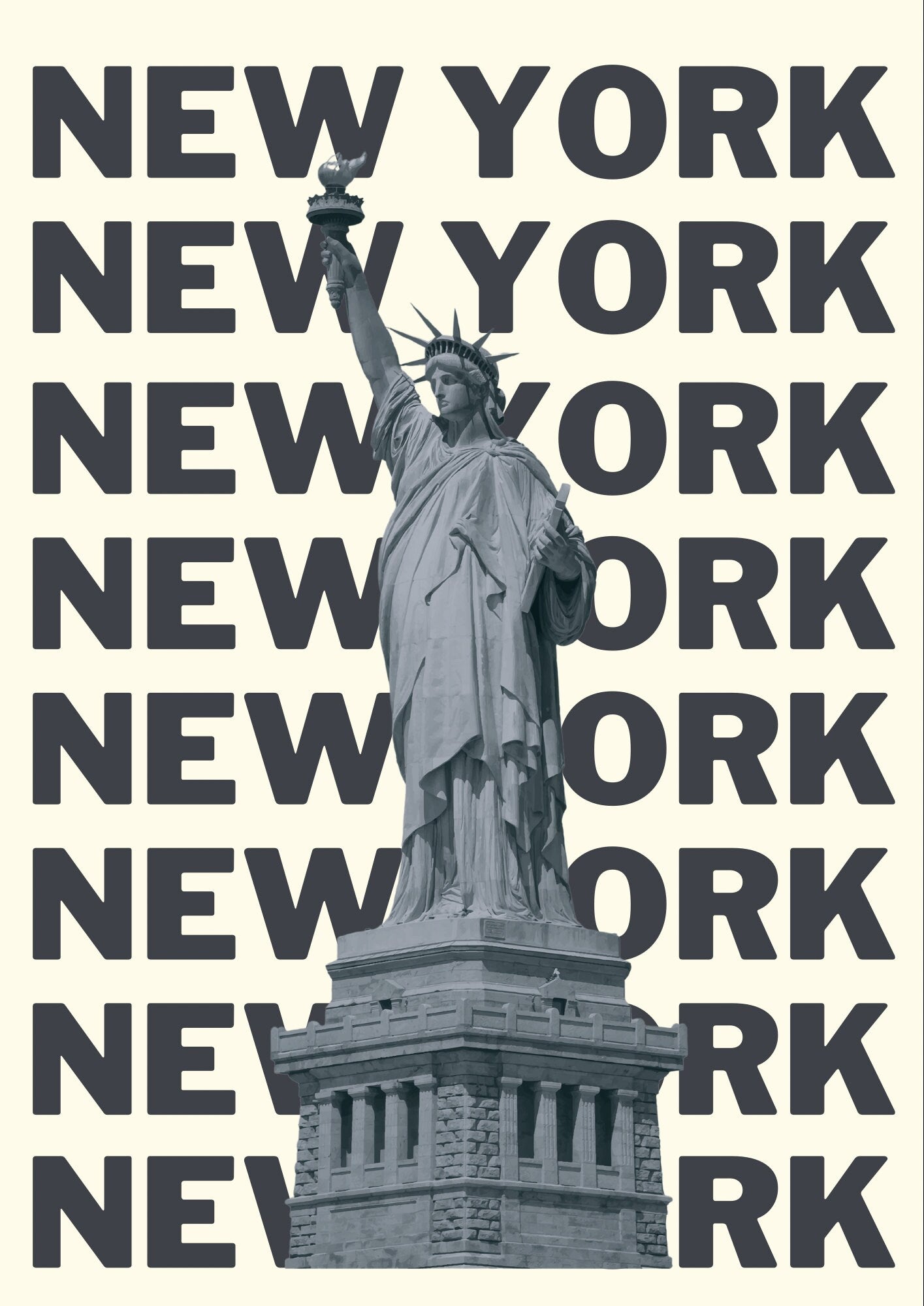 Statue of Liberty Print: New York Typography Travel Poster