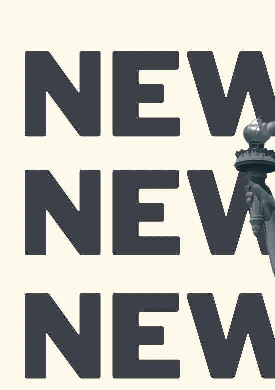 Statue of Liberty Print: New York Typography Travel Poster