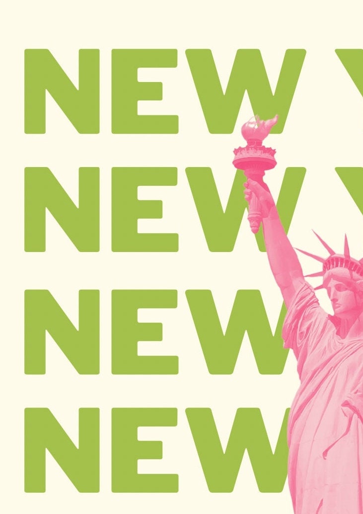 Statue of Liberty Print: New York Travel Poster, Typography Wall Art