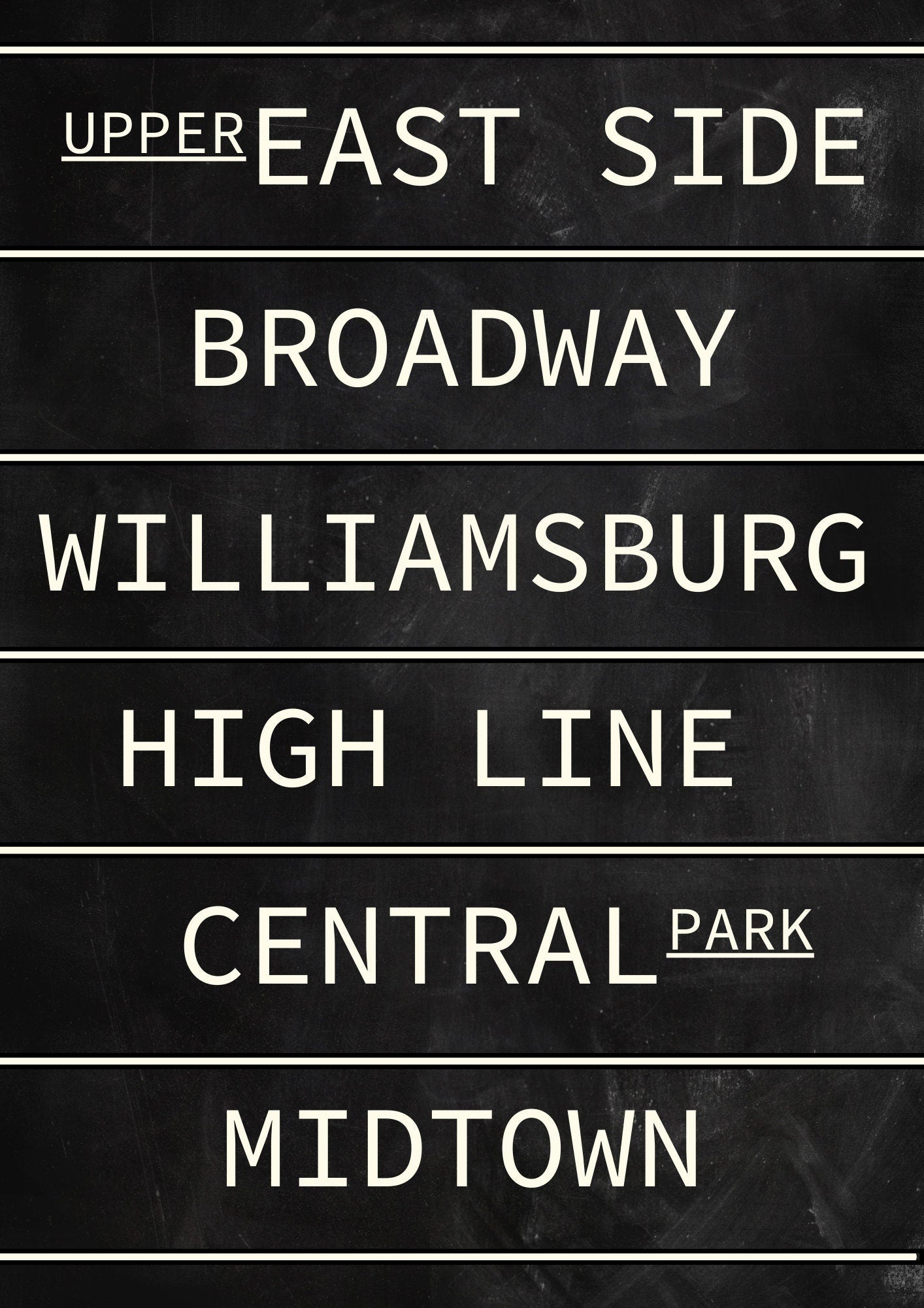 New York Subway Art Print: Blackboard Style Travel Poster