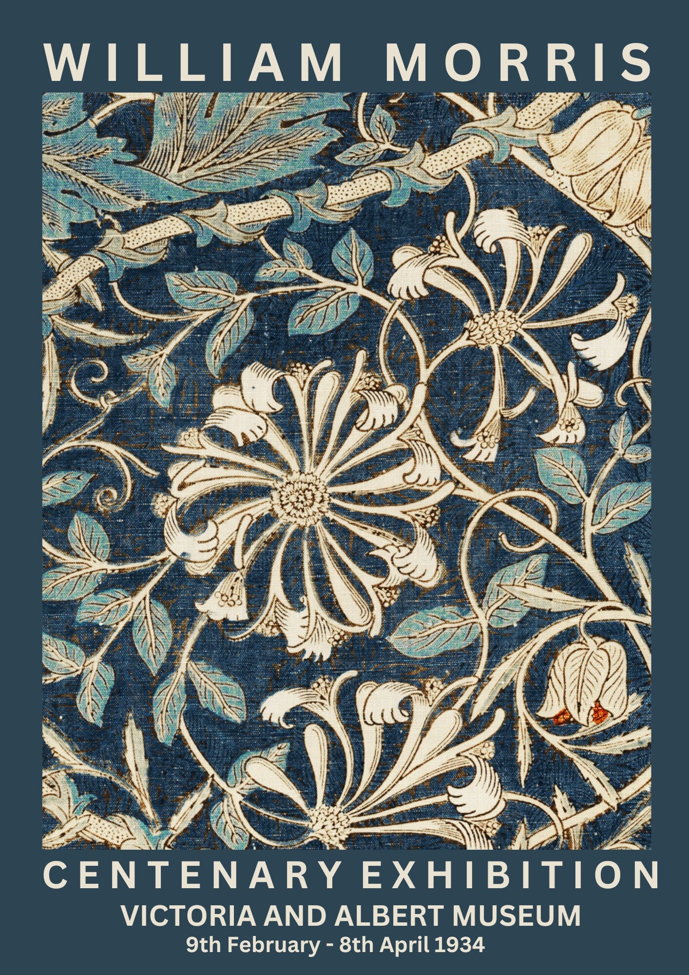 William Morris Honeysuckle Print: Vintage Exhibition Poster