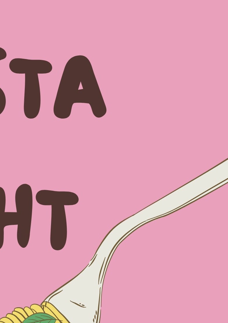 Pasta Night Kitchen Print: Retro Food Poster
