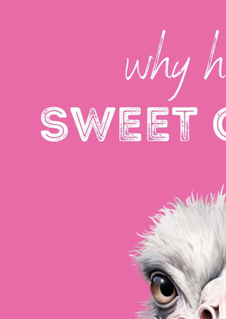 Funny Ostrich Bathroom Print: Hello Sweet Cheeks, Toilet Wall Art