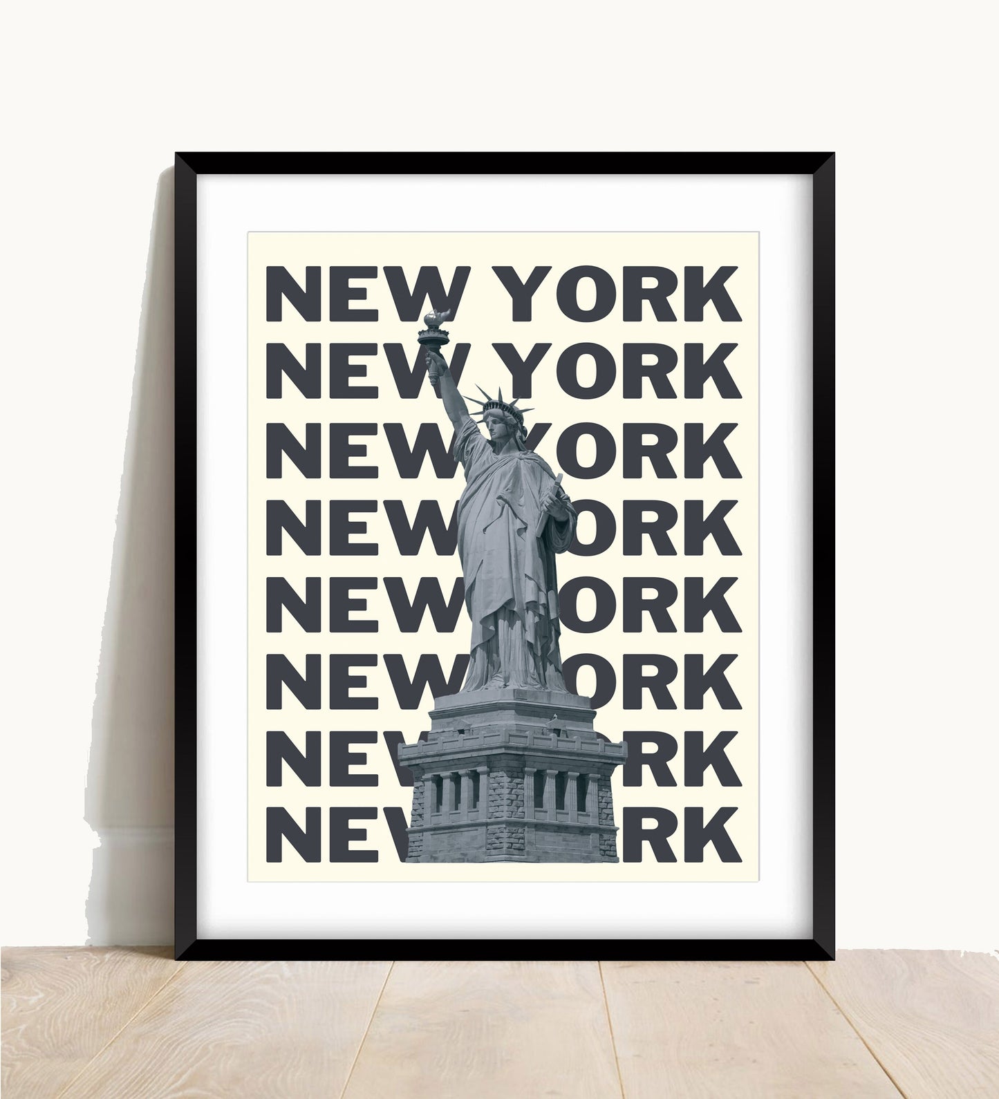 Statue of Liberty Print: New York Typography Travel Poster