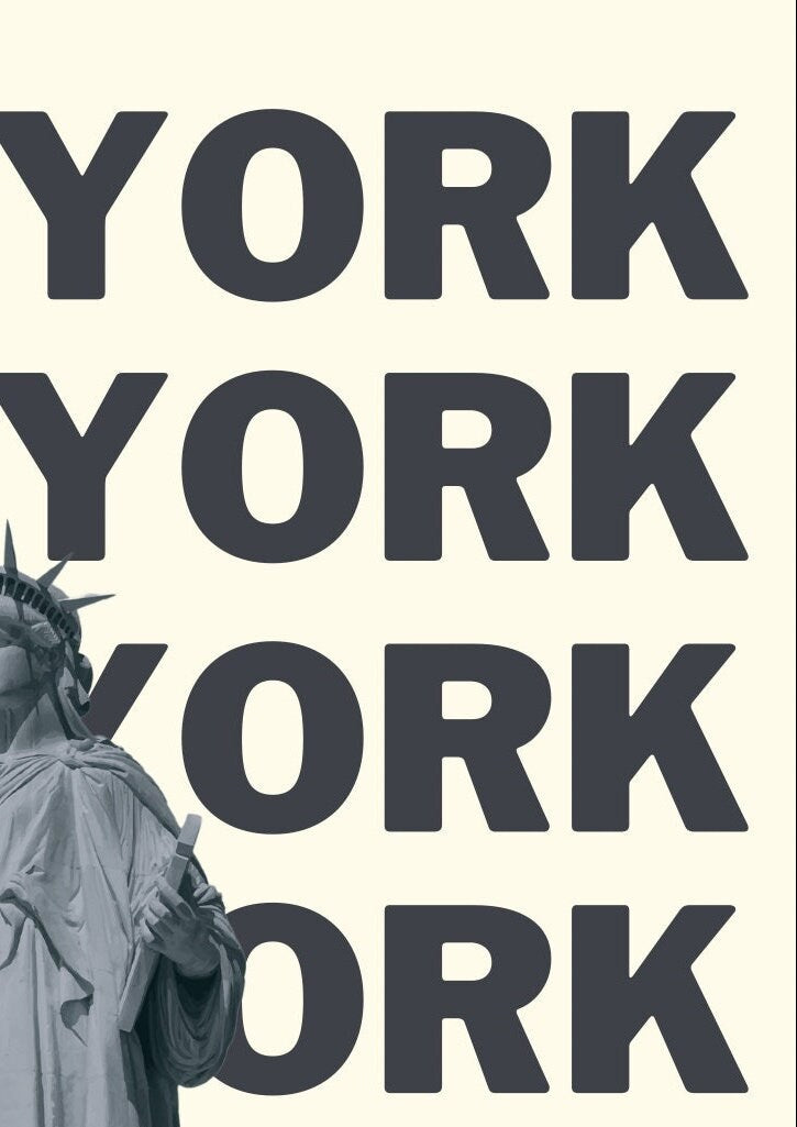 Statue of Liberty Print: New York Typography Travel Poster