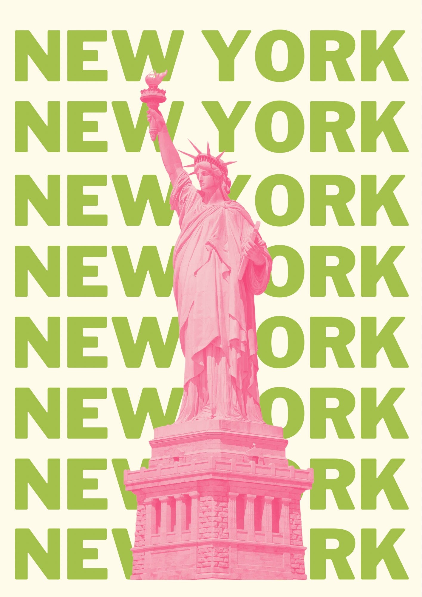 Statue of Liberty Print: New York Travel Poster, Typography Wall Art