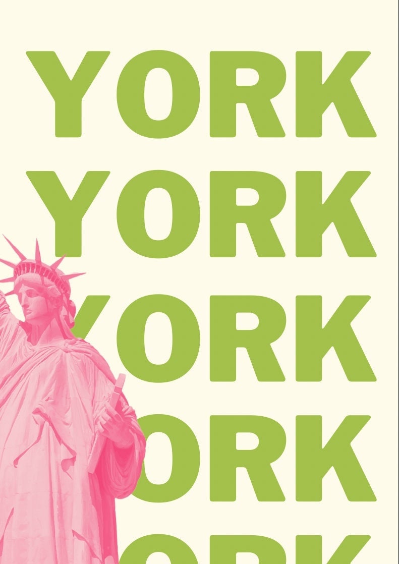 Statue of Liberty Print: New York Travel Poster, Typography Wall Art