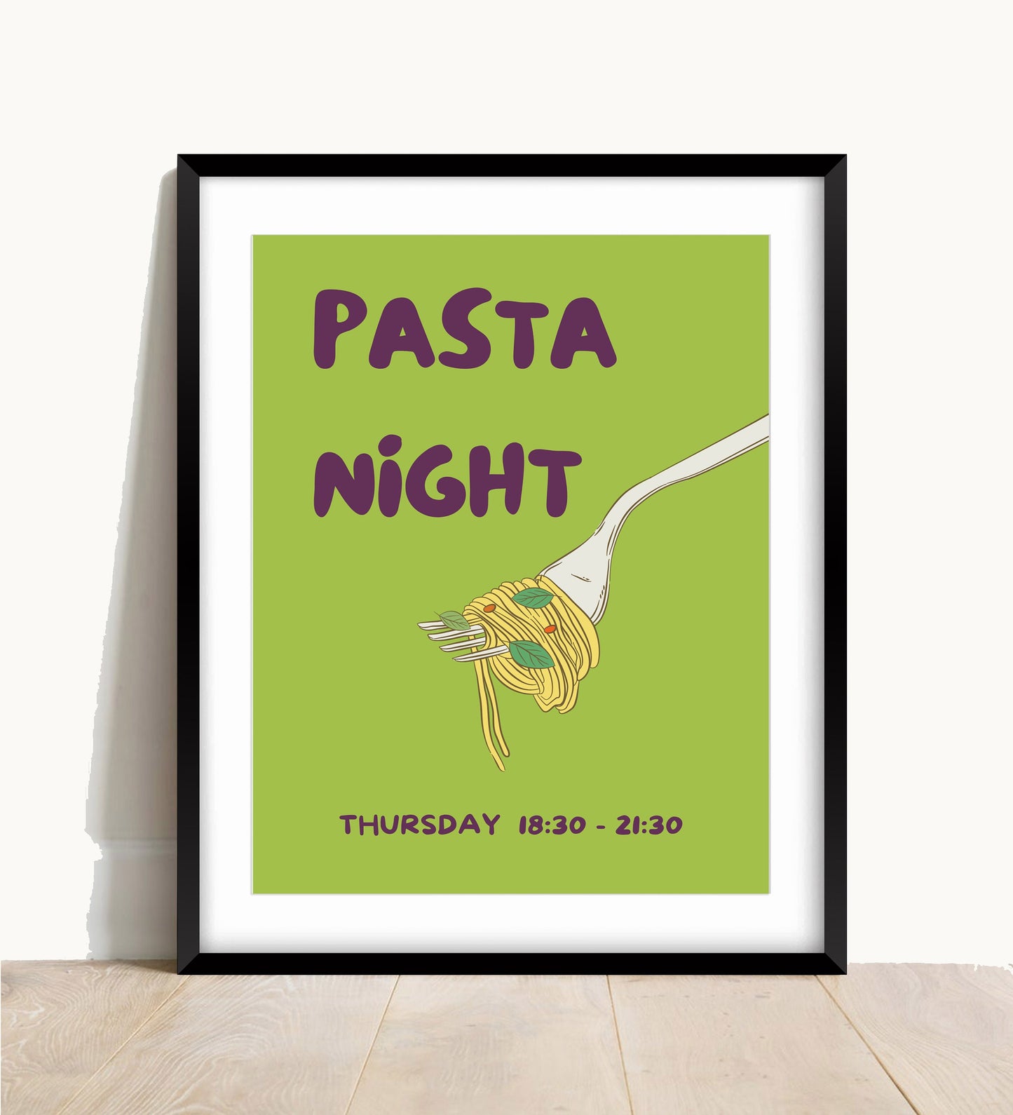 Pasta Night Kitchen Print: Retro Italian Food Poster
