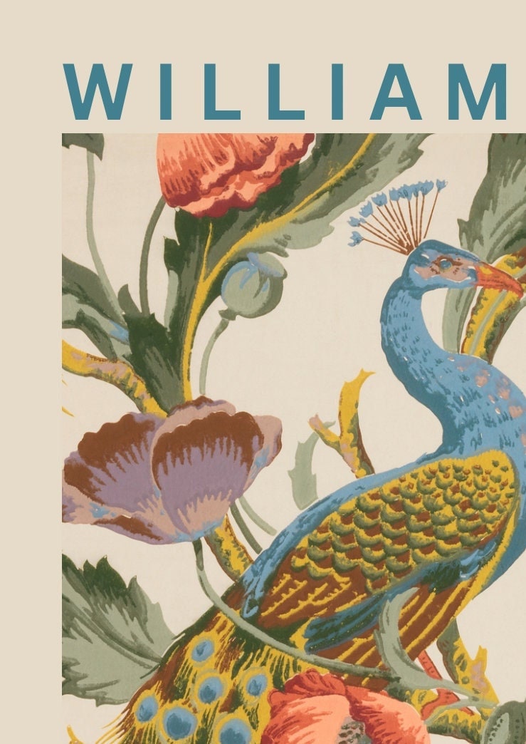 William Morris Peacock Print: Vintage Exhibition Poster, A4/A3