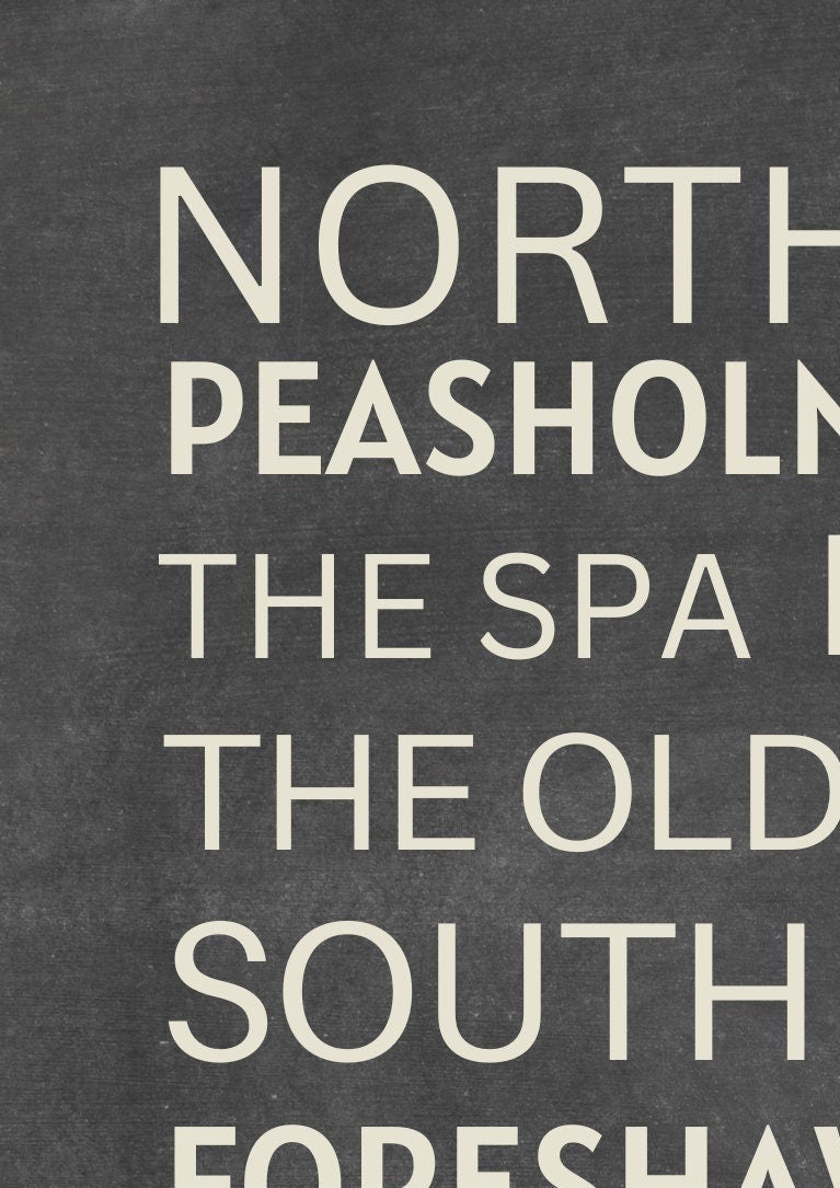 Scarborough Typography Print: Road Names, Seaside Art