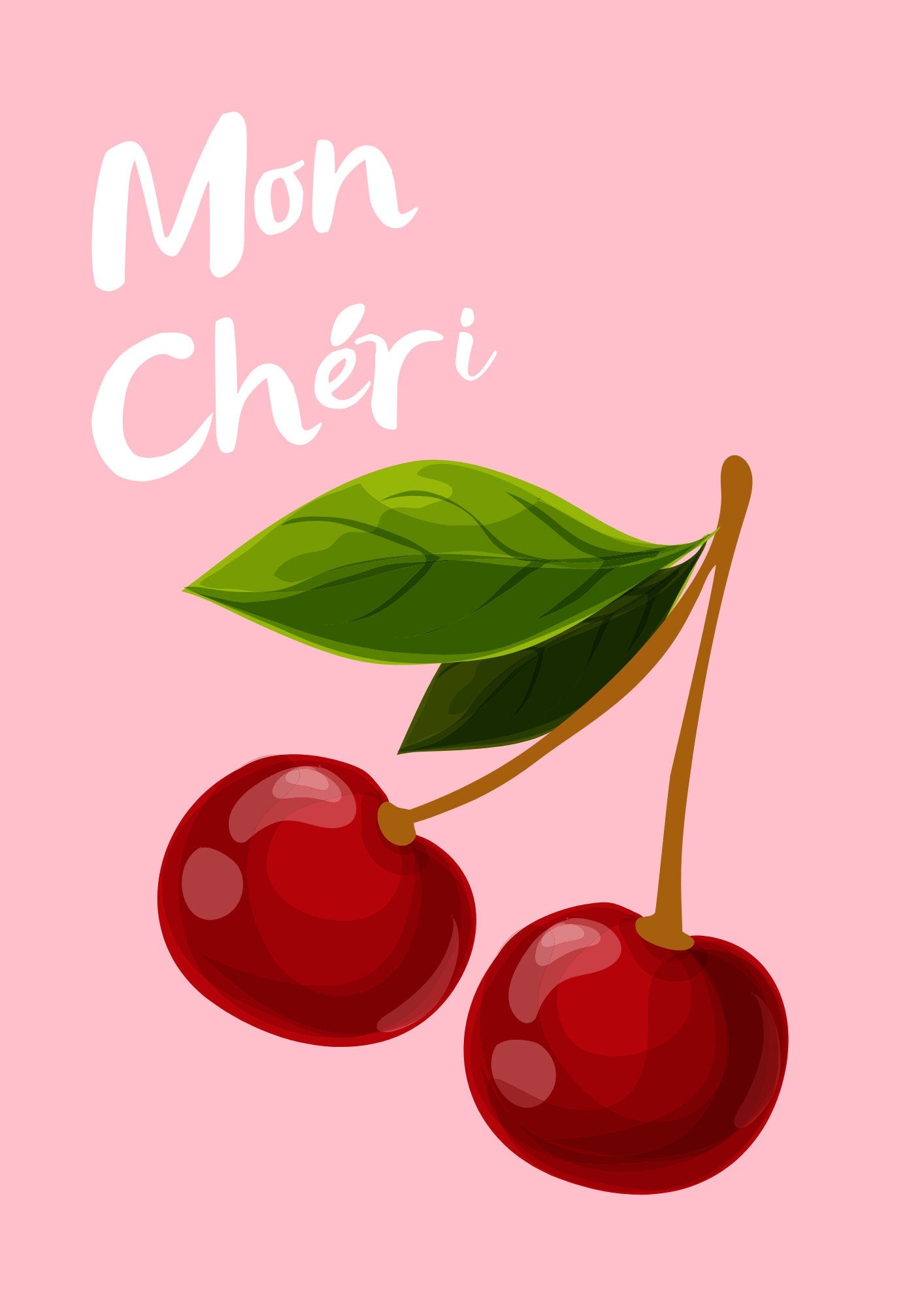 Mon Chéri Cherry Print: Colourful Vintage Wall Art
