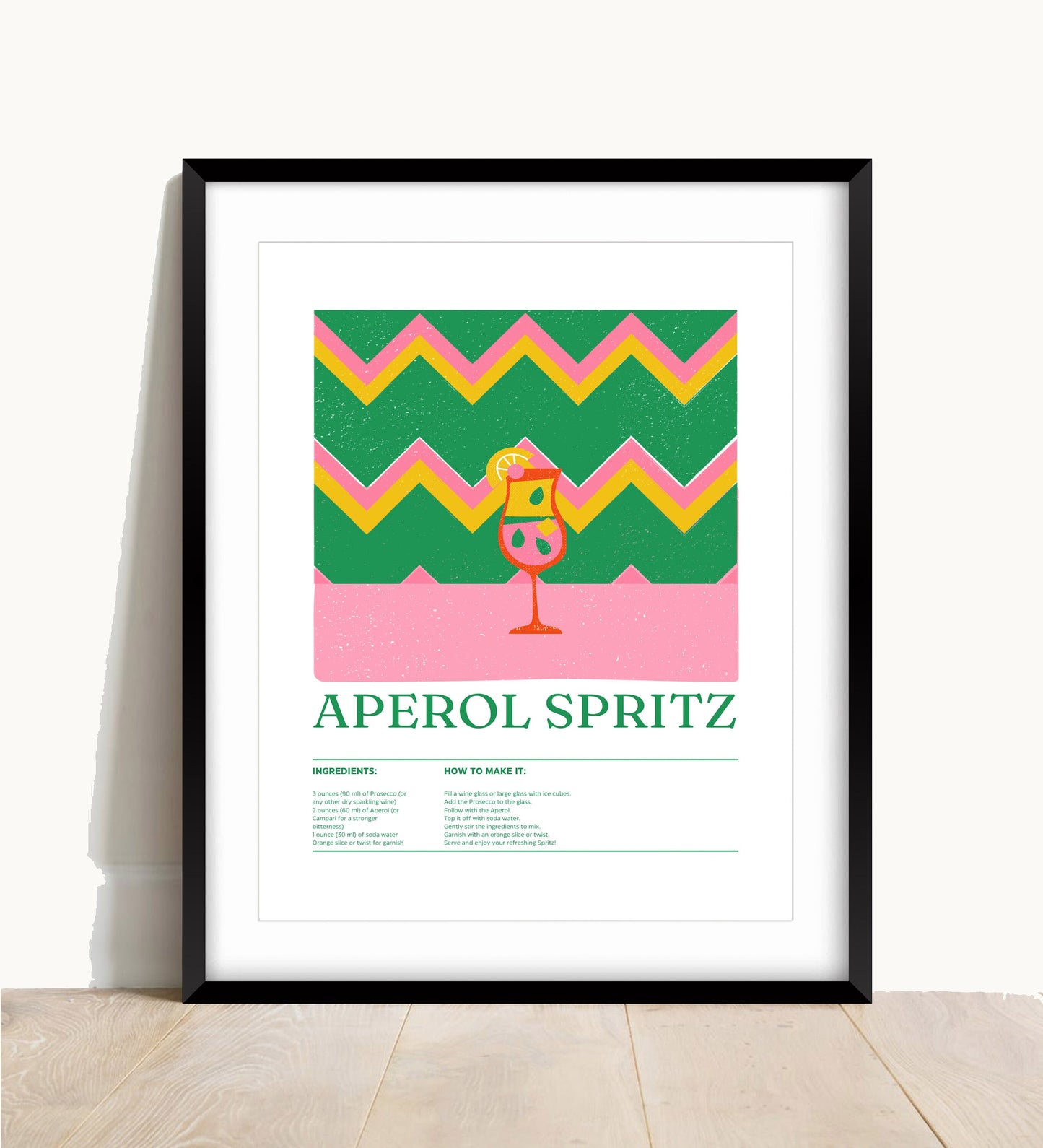 Aperol Spritz Kitchen Poster: Modern Cocktail Recipe Art