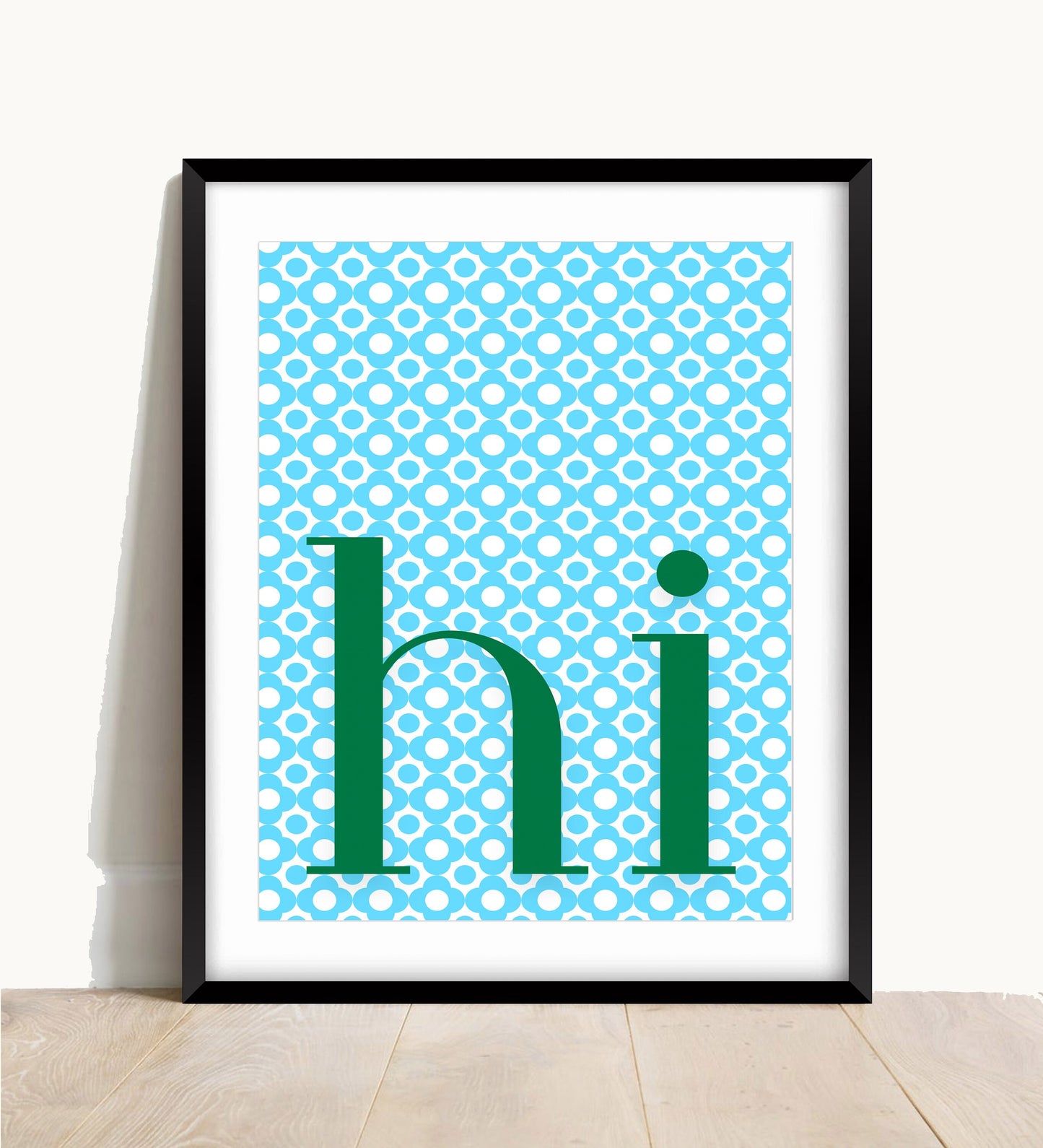 Hi Wall Print: Colourful Typography, Minimalist Home Decor