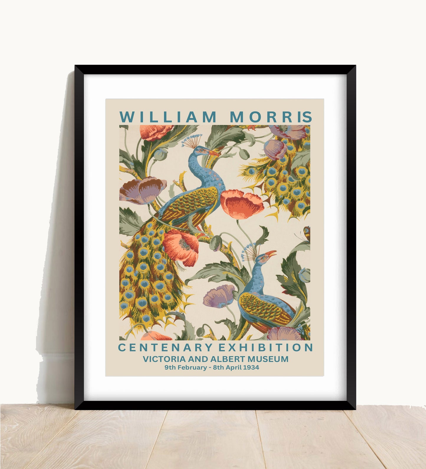 William Morris Peacock Print: Vintage Exhibition Poster, A4/A3